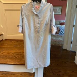 SOLD! Lilly Pulitzer size 12 striped dress w/ ruffled neckline and sleeves EUC!